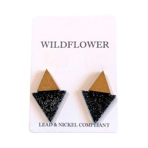 Triangle‎ Stud Earrings with Glitter Resin